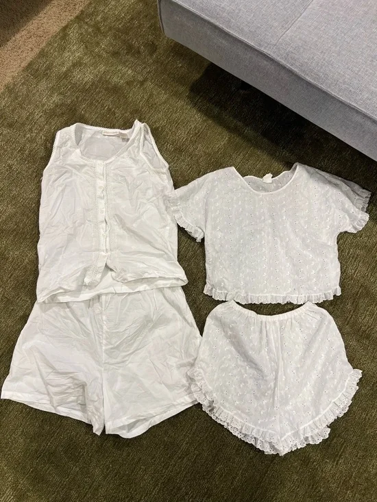 Vintage White Eyelet Cotton Top and Shorts Set (2) - Picture 1 of 12